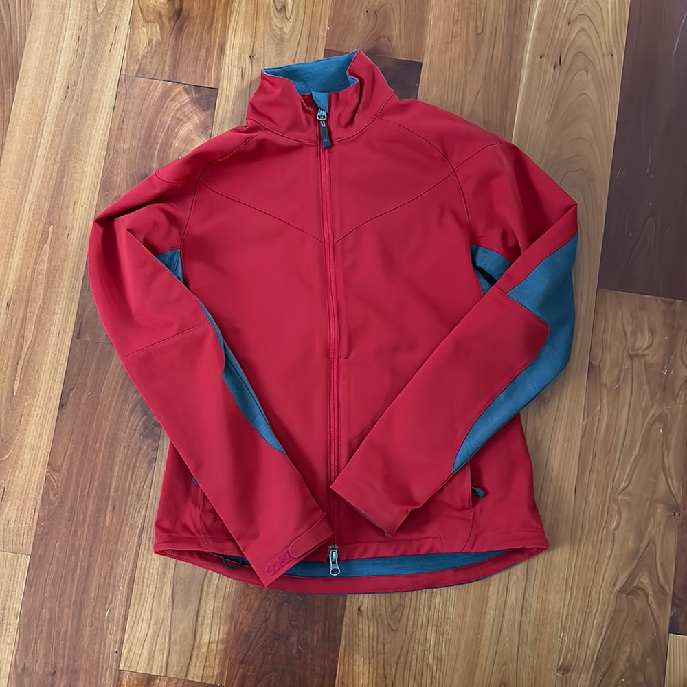 Ibex women’s wool zip up jacket red/grey - size small - Picture 1 of 10
